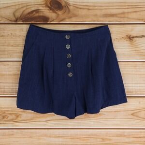 Pleated Blue Shorts Gilli‎ Womens Size S Blue Heathered 100% Linen High Rise